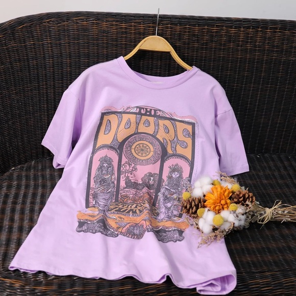 Lilac The Doors Rock Band Music Graphic Tee - Picture 3 of 7